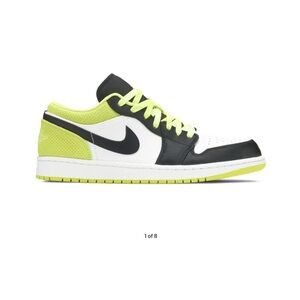 Nike Men's size 11 Black White, and Neon Green Sneakers Air Jordan 1 Low 'Cyber'